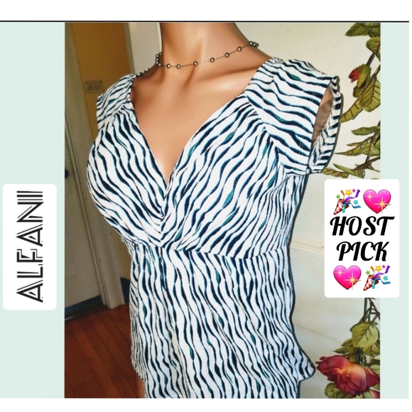 Alfani Tops - Alfani top blue & teal striped blouse